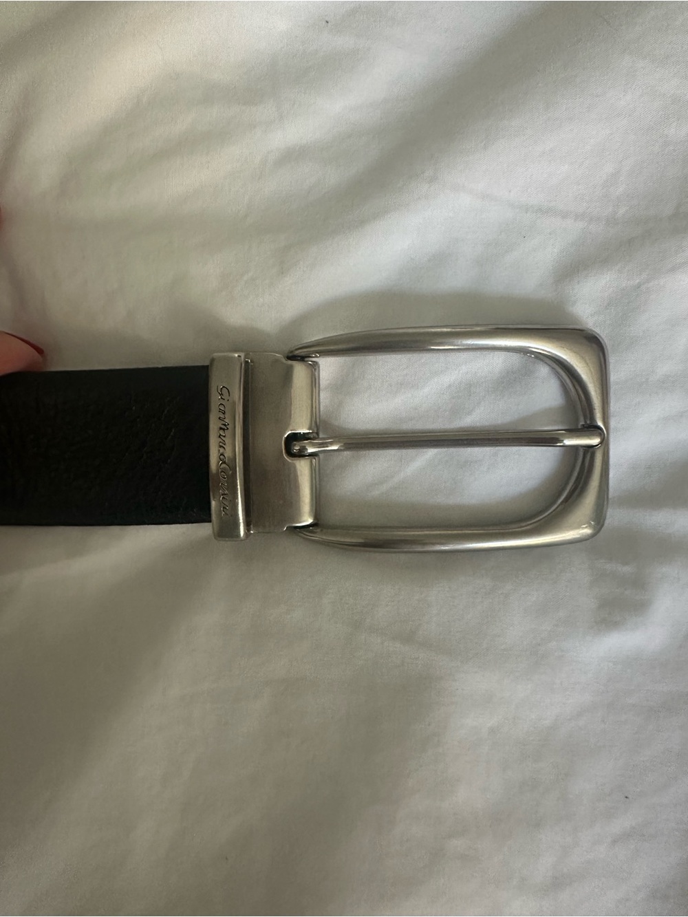 Black Leather Men’s Belt with Silver Buckle -